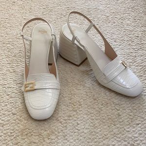 Fendi Leather Slingback Pumps AUTHENTIC